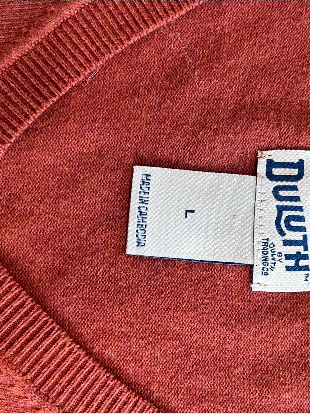 Duluth Trading Co Women’s V‑Neck Sweater in Burnt Orange